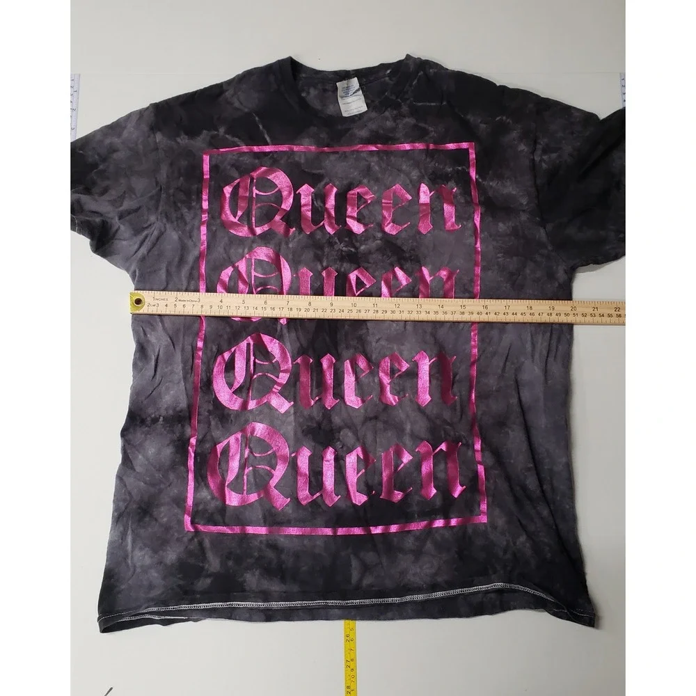 Delta Apparel Queen Tie Dye Graphic T Shirt Womens Large Y2K Goth Alt Grunge - Picture 3 of 6